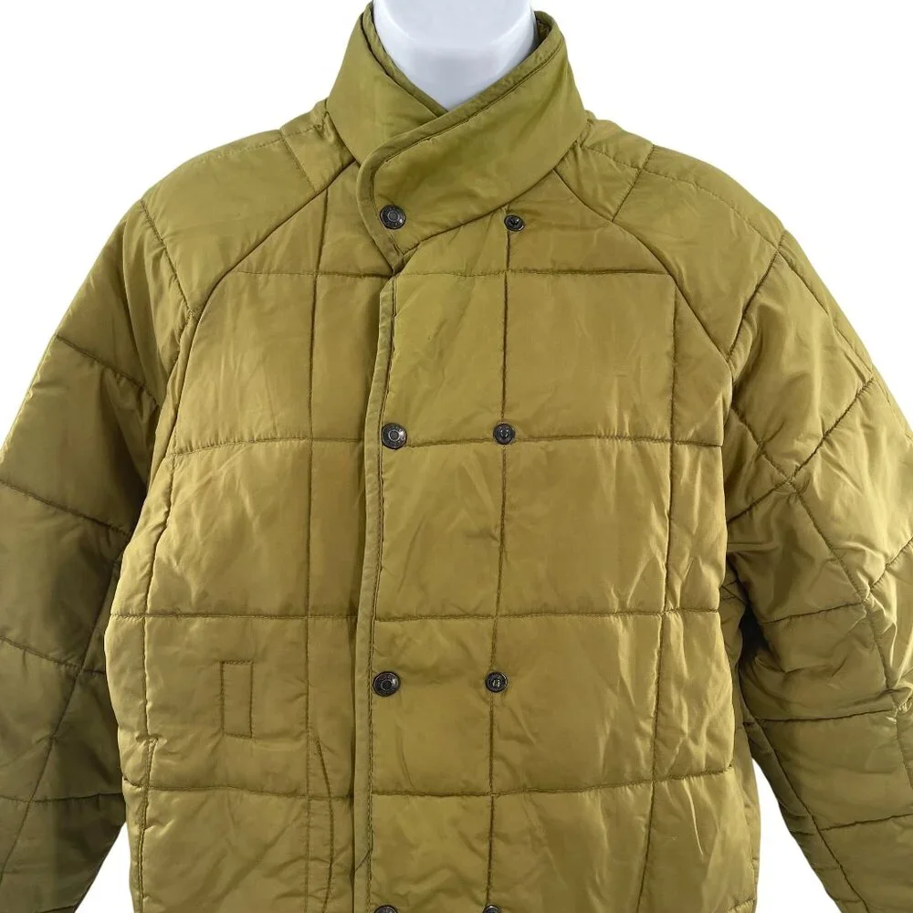 Vintage J. Crew Liner Quilted Puffer Coat Jacket Double Button Army Green - Picture 3 of 5